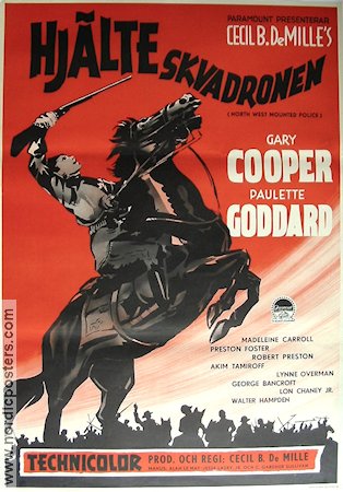 North West Mounted Police 1941 movie poster Gary Cooper Madeleine Carroll Cecil B DeMille