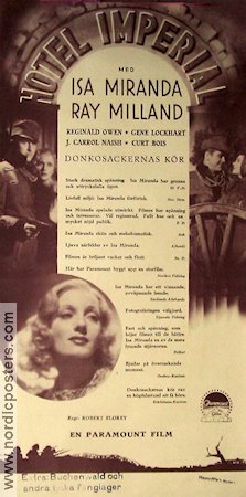 Hotel Imperial 1939 movie poster Isa Miranda Ray Milland