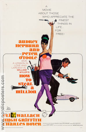 How to Steal a Million 1966 poster Audrey Hepburn Peter O´Toole William Wyler Affischkonstnär: Robert E McGinnis Pengar Bilar och racing