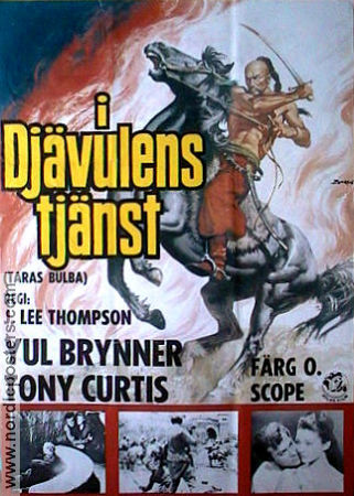 I djävulens tjänst 1962 poster Yul Brynner Tony Curtis Christine Kaufmann J Lee Thompson Äventyr matinée Asien