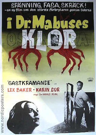 Die unsichtbaren Krallen des Dr Mabuse 1962 movie poster Lex Barker Karin Dor Siegfried Lowitz Harald Reinl