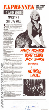 Some Like it Hot 1959 movie poster Marilyn Monroe Jack Lemmon Tony Curtis Billy Wilder Ladies