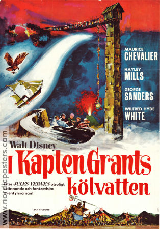 I kapten Grants kölvatten 1962 poster Hayley Mills Maurice Chevalier George Sanders Robert Stevenson