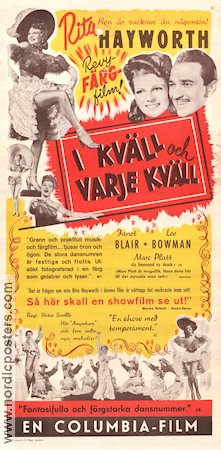 Tonight and Every night 1945 movie poster Rita Hayworth Janet Blair Musicals