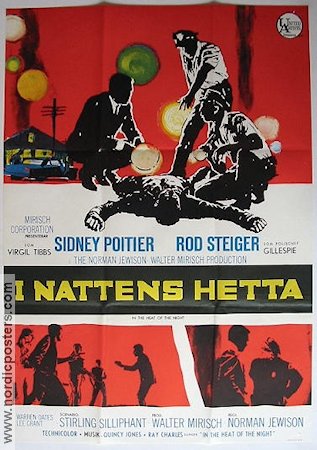 In the Heat of the Night 1967 movie poster Sidney Poitier Rod Steiger Norman Jewison