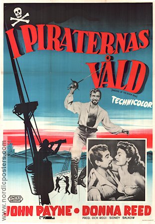 I piraternas våld 1953 poster John Payne Donna Reed Äventyr matinée
