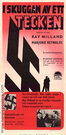 Ministry of Fear 1944 movie poster Ray Milland Marjorie Reynolds Find more: Nazi