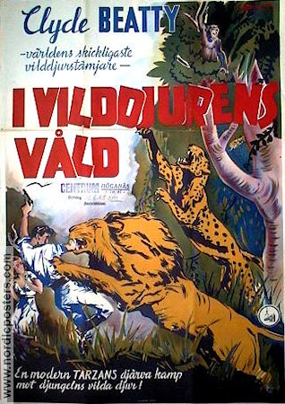 I vilddjurens våld 1935 poster Clyde Beatty Dokumentärer