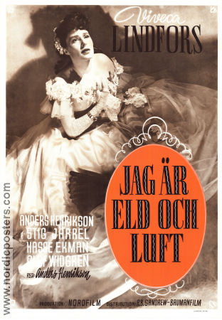 Jag är eld och luft 1944 movie poster Viveca Lindfors Stig Järrel Hasse Ekman Anders Henrikson