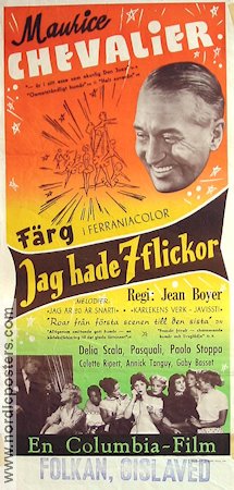 J´avais sept filles 1955 movie poster Maurice Chevalier