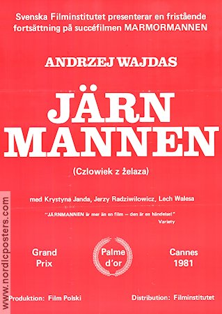 Czlowiek z zelaza 1981 movie poster Jerzy Radziwilowicz Krystyna Janda Marian Opania Lech Walesa Andrzej Wajda Country: Poland Politics