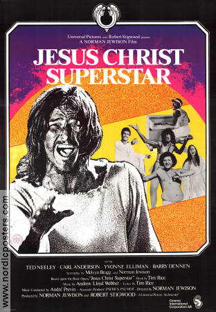Jesus Christ Superstar 1973 movie poster Ted Neely Yvonne Elliman Carl Anderson Norman Jewison Music: Andrew Lloyd Webber Musicals Religion