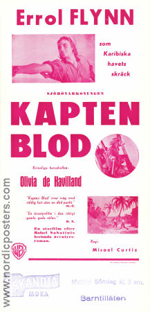 Captain Blood 1935 movie poster Errol Flynn Olivia de Havilland Basil Rathbone Michael Curtiz Adventure and matine