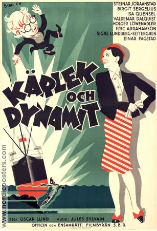 Kärlek och dynamit 1933 movie poster Steinar Jöraanstad Birgit Sergelius Isa Quensel Oscar Lund