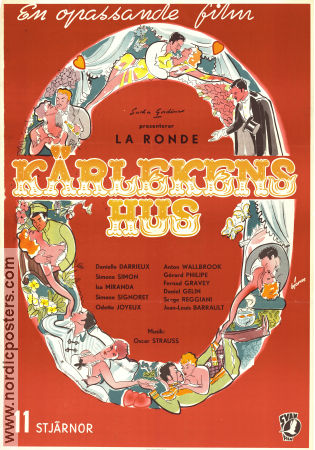 La ronde 1950 movie poster Anton Walbrook Simone Signoret Serge Reggiani Max Ophüls