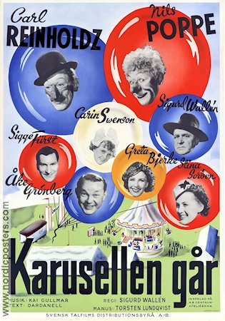 Karusellen går 1940 movie poster Nils Poppe Carl Reinholdz