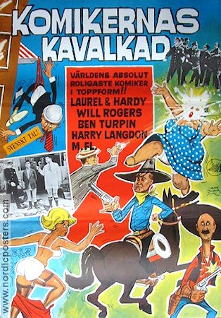Komikernas kavalkad 1968 movie poster Laurel and Hardy Helan och Halvan Poster artwork: Walter Bjorne Find more: Festival