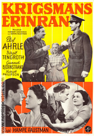 Krigsmans erinran 1947 movie poster Elof Ahrle Birgit Tengroth Gunnar Björnstrand Hampe Faustman
