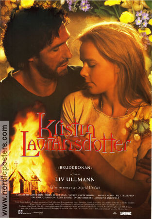 Kristin Lavransdatter 1995 movie poster Elisabeth Matheson Björn Skagestad Sverre Anker Ousdal Liv Ullmann Writer: Sigrid Undset Norway