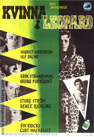 Kvinna i leopard 1958 movie poster Harriet Andersson Ulf Palme Erik Strandmark Jan Molander