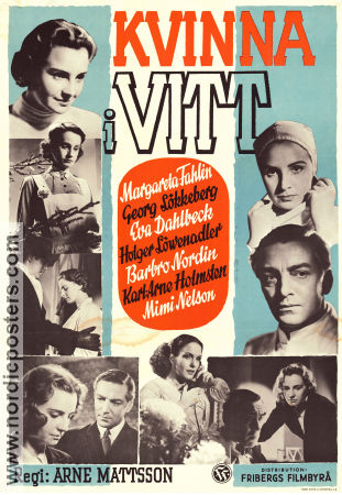 Kvinna i vitt 1949 movie poster Margareta Fahlén Georg Lokkeberg Eva Dahlbeck Arne Mattsson Medicine and hospital