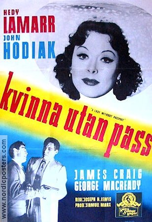 A Lady without Passport 1950 movie poster Hedy Lamarr John Hodiak Film Noir