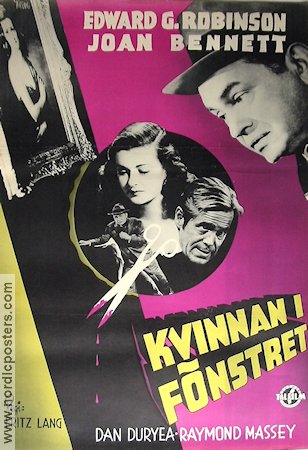 Kvinnan i fönstret 1944 poster Edward G Robinson Joan Bennett Fritz Lang Film Noir