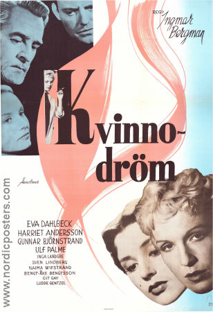 Kvinnodröm 1954 movie poster Eva Dahlbeck Harriet Andersson Gunnar Björnstrand Ulf Palme Inga Landgré Ingmar Bergman Production: Sandrews