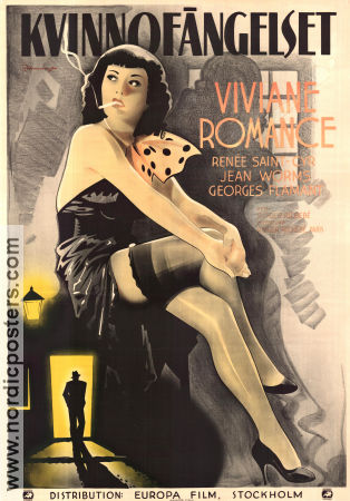 Kvinnofängelset 1938 poster Viviane Romance Renée Saint-Cyr Roger Richebe Eric Rohman art Damer Rökning