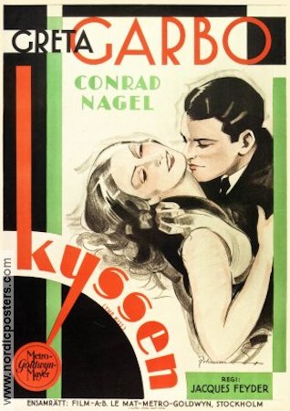 The Kiss 1929 movie poster Greta Garbo Conrad Nagel