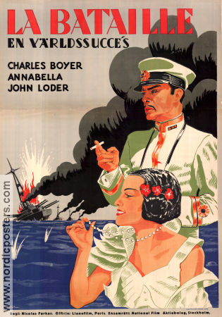 La Bataille 1933 poster Charles Boyer Annabella John Loder Nicolas Farkas Skepp och båtar Krig Asien