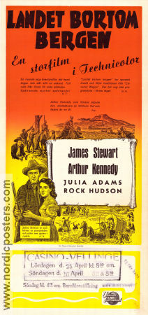 Landet bortom bergen 1952 poster James Stewart Rock Hudson Arthur Kennedy Anthony Mann Berg