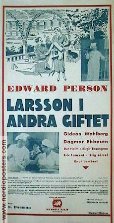 Larsson i andra giftet 1935 movie poster Edvard Persson Gideon Wahlberg Dagmar Ebbesen Stig Järrel Food and drink