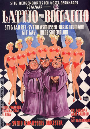 Lattjo med Boccaccio 1949 poster Stig Järrel Git Gay Ulrik Neumann Stig Bergendorff Gösta Bernhard Hitta mer: Revy Religion