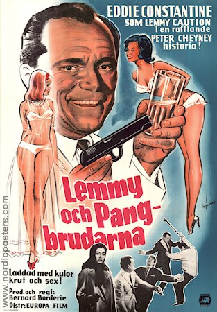 Lemmy och pang-brudarna 1962 poster Eddie Constantine Affischkonstnär: Walter Bjorne Damer