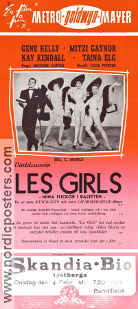 Les Girls 1957 movie poster Gene Kelly Mitzi Gaynor Kay Kendall George Cukor Music: Cole Porter Musicals
