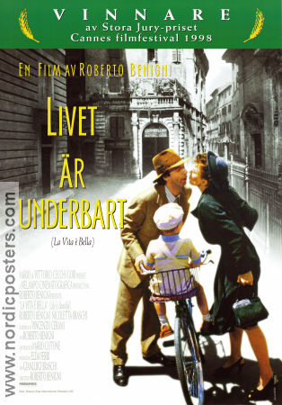 La vita e bella 1997 movie poster Nicoletta Braschi Giorgio Cantarini Roberto Benigni Romance Bikes Kids
