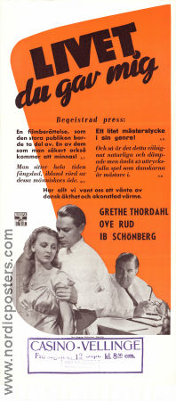 Livet du gav mig 1959 poster Ove Rud Grethe Thordahl Paula Illemann Feder Jon Iversen Danmark