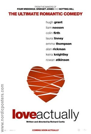 Love Actually 2003 poster Hugh Grant Colin Firth Martine McCutcheon Liam Neeson Rowan Atkinson Alan Rickman Keira Knightley Richard Curtis Romantik