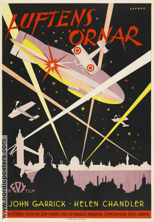 The Sky Hawk 1929 movie poster John Garrick Helen Chandler John G Blystone Planes Eric Rohman art