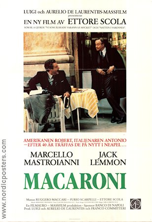 Macaroni 1985 poster Jack Lemmon Marcello Mastroianni Daria Nicolodi Ettore Scola Mat och dryck