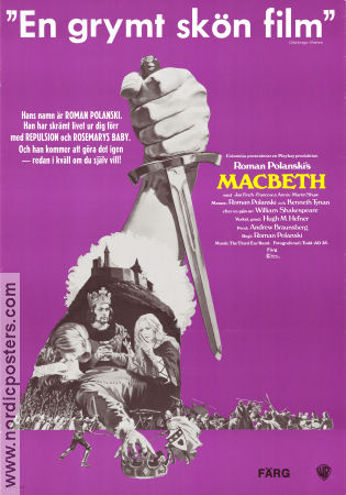 The Tragedy of Macbeth 1971 movie poster Jon Finch Francesca Annis Martin Shaw Roman Polanski Writer: William Shakespeare