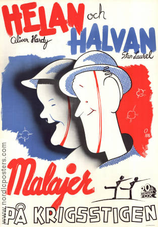 Malajer på krigsstigen 1943 poster Helan och Halvan Laurel and Hardy Krig