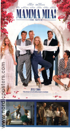 Mamma Mia the Movie 2008 movie poster Meryl Streep Pierce Brosnan Colin Firth Stellan Skarsgård Julie Walters Phyllida Lloyd Find more: ABBA Musicals