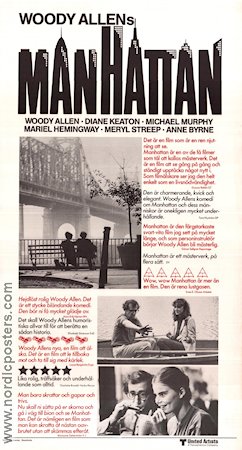 Manhattan 1979 movie poster Diane Keaton Meryl Streep Woody Allen Bridges Romance