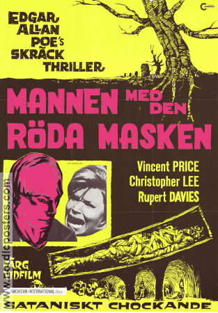 Mannen med den röda masken 1969 poster Vincent Price Christopher Lee Alister Williamson Gordon Hessler Text: Edgar Allan Poe