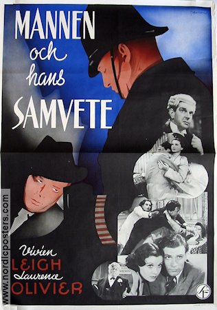 Mannen och hans samvete 1940 poster Vivien Leigh Laurence Olivier Eric Rohman art