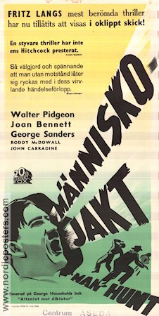 Man Hunt 1941 movie poster Walter Pidgeon Joan Bennett George Sanders Fritz Lang