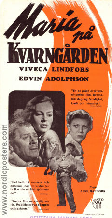 Maria på kvarngården 1945 poster Viveca Lindfors Edvin Adolphson Irma Christenson Arne Mattsson