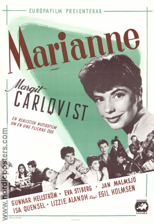 Marianne 1953 movie poster Margit Carlqvist Gunnar Hellström Gunnar Hellström Meg Westergren Egil Holmsen